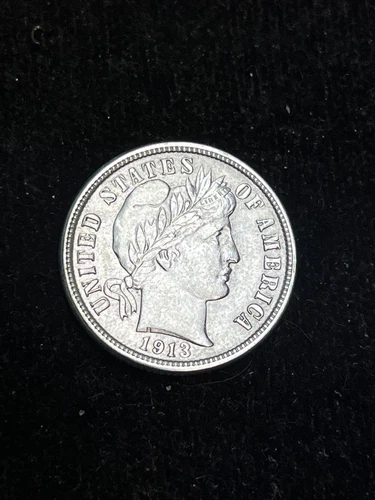 1913-P BARBER DIME ✪ AU ALMOST UNCIRCULATED ✪ 10C SILVER COIN UNC