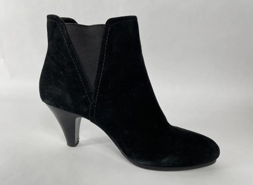 Via Neroli Ankle Boots Vnetta Women's 6.5 Black Suede Lower Heel 2 Inch