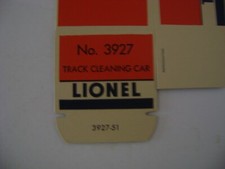 Lionel N0.3927 Orange  Blue Track Cleaner box w/ 2 inserts -licensed repro.