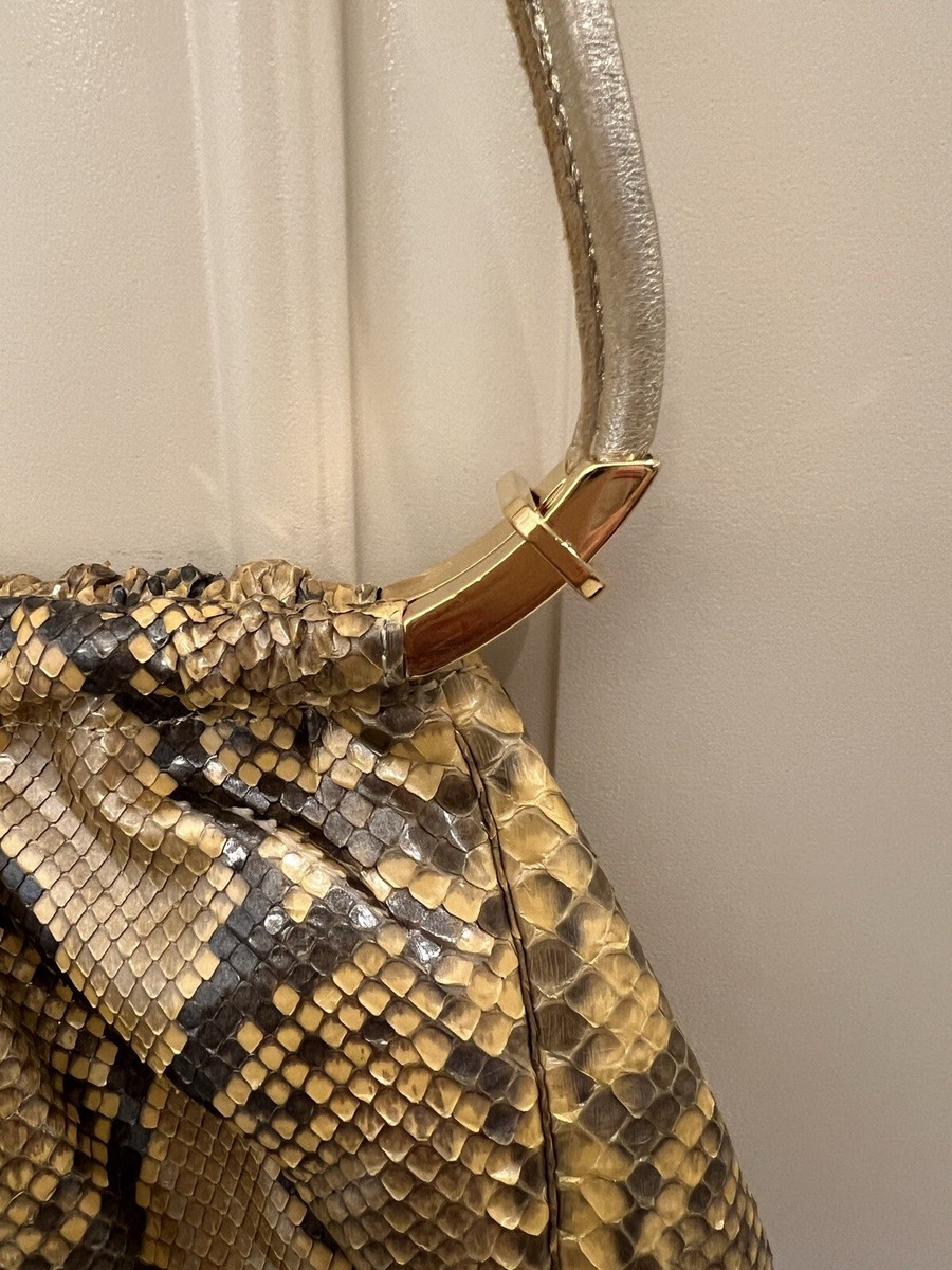 【Vintage】90s Python leather shoulder bag Vintage GIANNI VERSACE Leather Python Shoulder Bag w/Gold