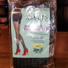 NEW Spanx Love your Assets NWT Size 2 Black Wishbone Textured Shaping Tights 