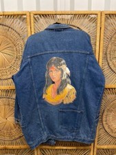 Vtg Weathered Blues Native American Long Denim Jacket Women's Size Large