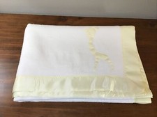 Vintage Chatham Baby Blanket Stroller Crib Yellow Satin Trim Giraffe 47x39"