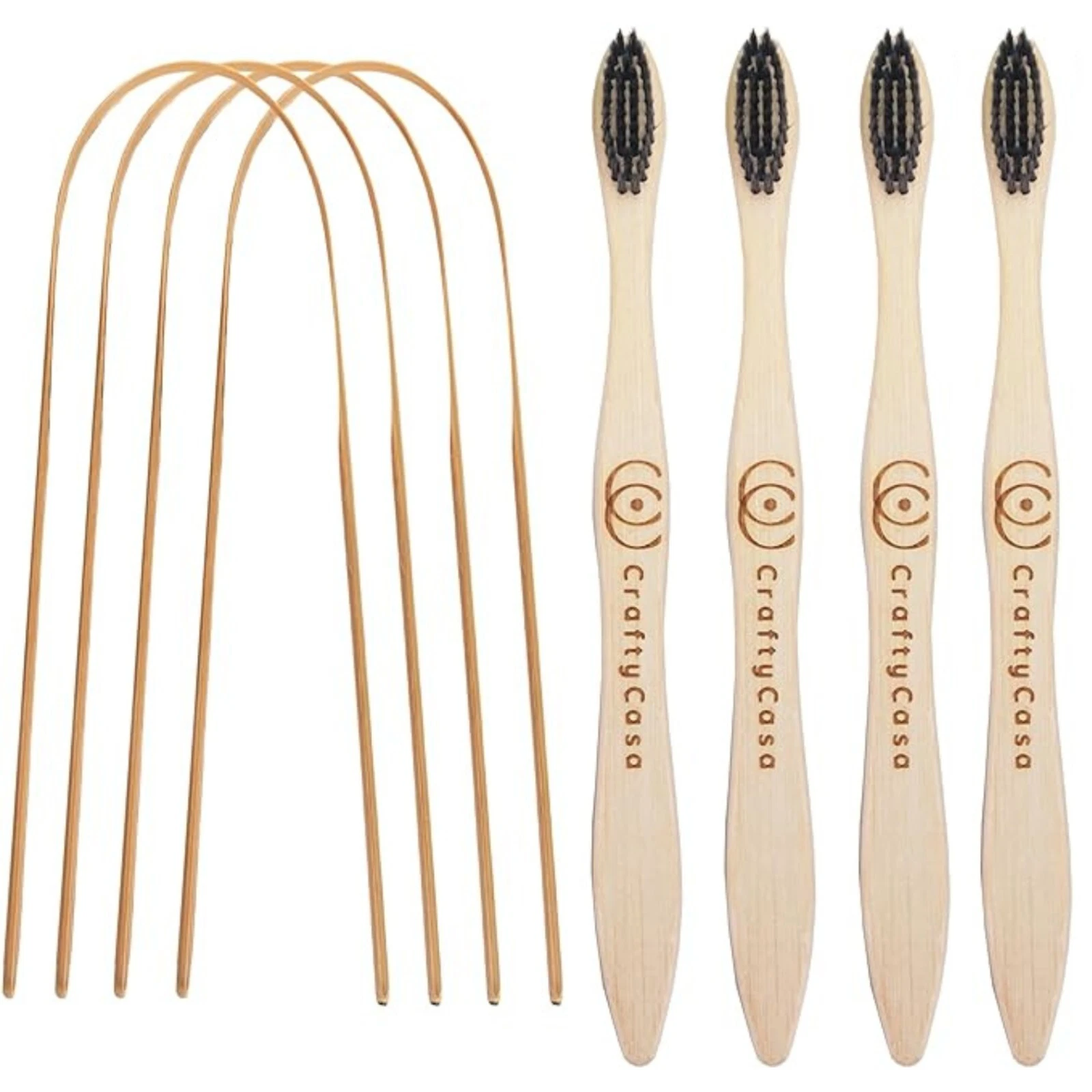 CraftQIndia Bamboo Tongue Cleaner and Toothbrush - Thumbnail 2