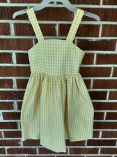 Kelly's Kids yellow gingham plaid dress girl size 4 runs bigger 