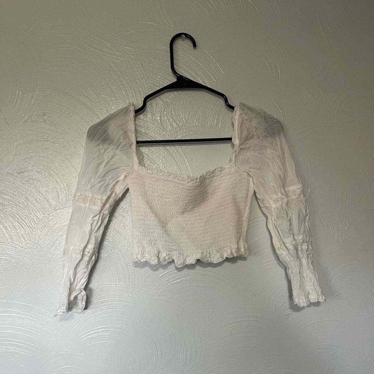 FRAY I.D - 新品未使用◆i_am◆balloon puff sleeve cut◆ecru Wilfred Artizia Soiree Top in White Cropped Smocked Puff