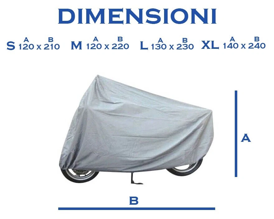 Telo Coprimoto Antipioggia In Tessuto peva 45g Taglia L: 130x230cm Moto Bici - Immagine 4 di 4