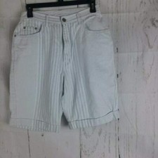 Vintage Gitano High Waisted Mom Jean Shorts Size 11/12 Blue/White Striped 27x8.2