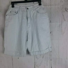 Vintage Gitano High Waisted Mom Jean Shorts Size 11/12 Blue/White Striped 27x8.2