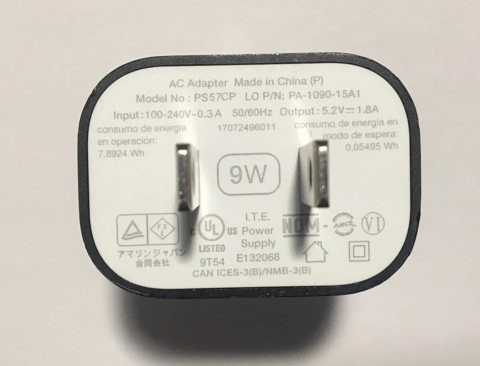 Адаптер питания переменного тока Amazon Echo OEM PS57CP 9 Вт 1,8 А настенная вилка для USB-устройств, протестирован - Изображение 2 из 4