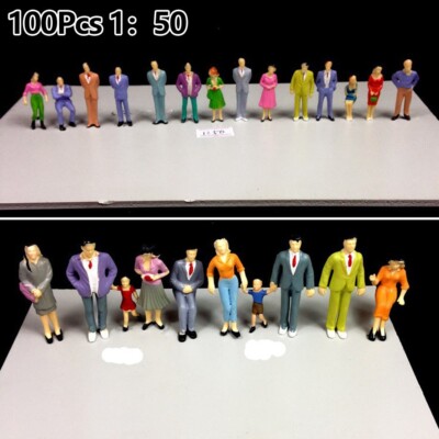 100Pcs Painted Figures 1:50 Scale People Model Trains Multicolor Passenger New