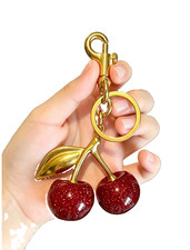 Shiny Cherry Shaped Pendant Keychain Glitter Bag Charm Purse Accessory WomenGift