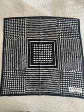 Vintage Lanvin 60"s Black & White Houndstooth Check Silk Scarf