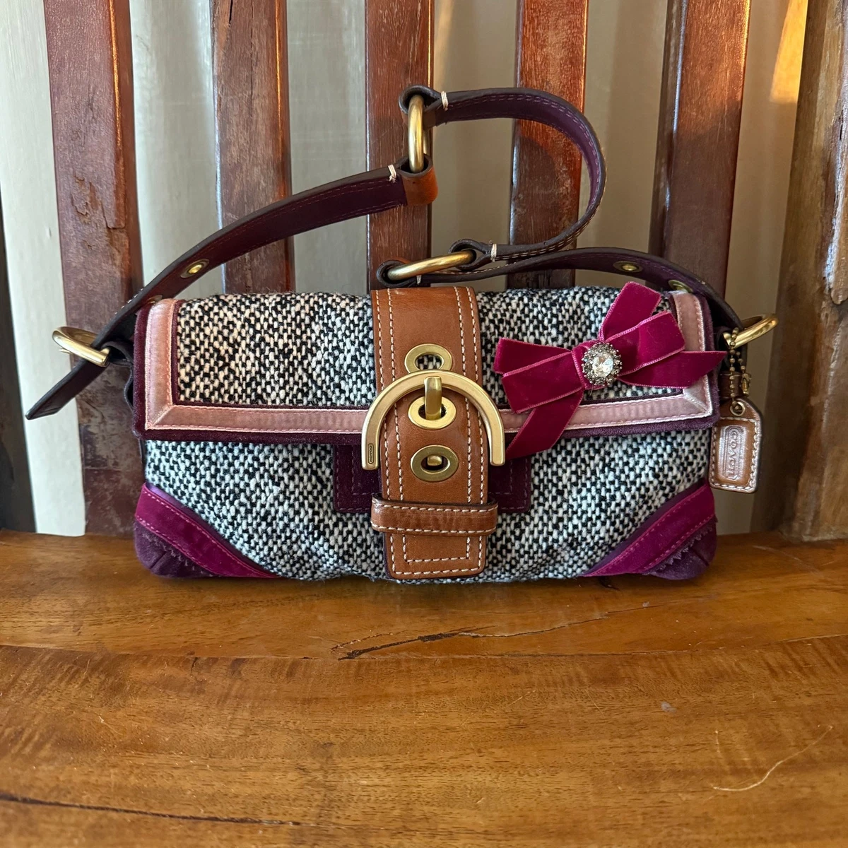 Coach Women's Bow Suede Exterior Bags & Handbags for Women for