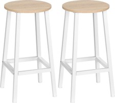 DecHome Set 2 Sgabelli Cucina Bar Alti Metallo/Legno 32.5x32.5x65 Bianco/Legno
