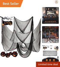 6 Pcs 30"x72" Halloween Creepy Cloth - Eerie Black Decorations for Spooky Vibes