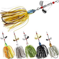 Spinnerbait Fishing Lures Kit, 6pcs Bass Buzzbait Hard [MIXED] 