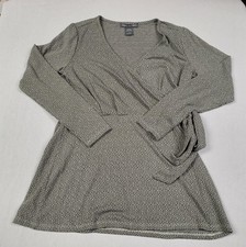 Kate & Mallory Faux Wrap Dress with side Knot Olive Green Gray Women's Size S