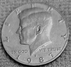A Kennedy half dollar 1987 S mint coins