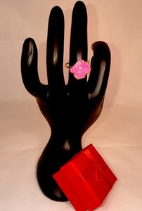 Authentic Raw Pink Tourmaline Gold Plated Handmade Ring Valintines Jewelry 7.5