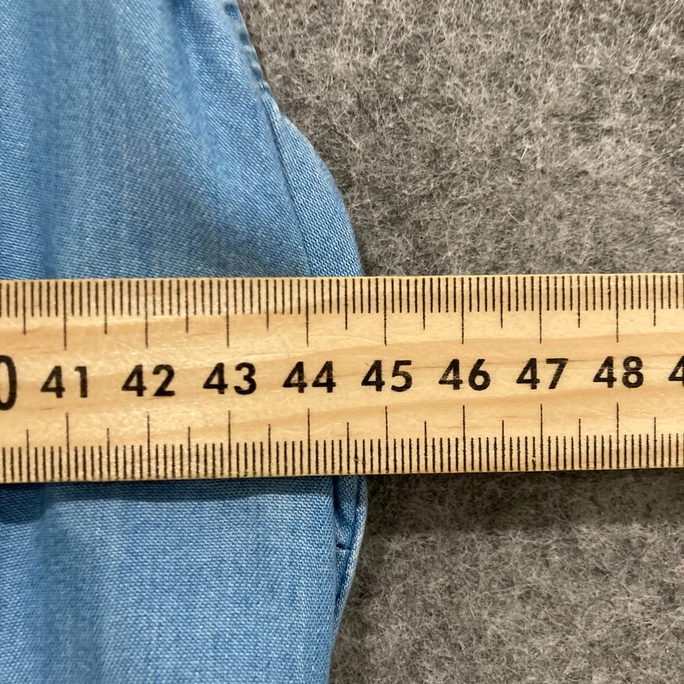 NEW H&M Dress Womens Size 14 Blue V-Neck Belt Wrap Midi Lyocell Denim 52104 - image 3 of 4