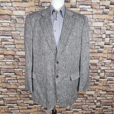 Towncraft Sport Coat Blazer Mens 44L Gray Herringbone Tweed Silk