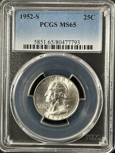 1952-S  25C Washington Quarter Dollar PCGS MS65   80477793
