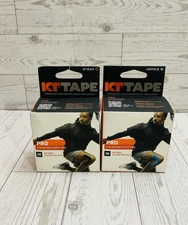 2 KT TAPE PRO Sports Kinesiology Tape 20 Pre-Cut Strips Ea Jet Black Laser Blue
