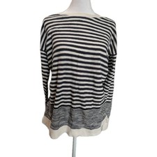 Ann Taylor LOFT Women's Size Medium Sweater Shirt Nautical Preppy Blue Stripes