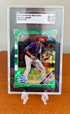 2019 Bowman Chrome Draft Sapphire CJ ABRAMS Green Refractor 1st Bowman /50 SGC 8