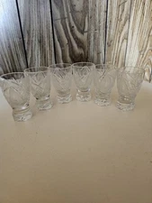 Mid Century Set of 6 Glass Salt Cellar/Dip/Dish/Pig Vintage Cut Crystal Art Deco