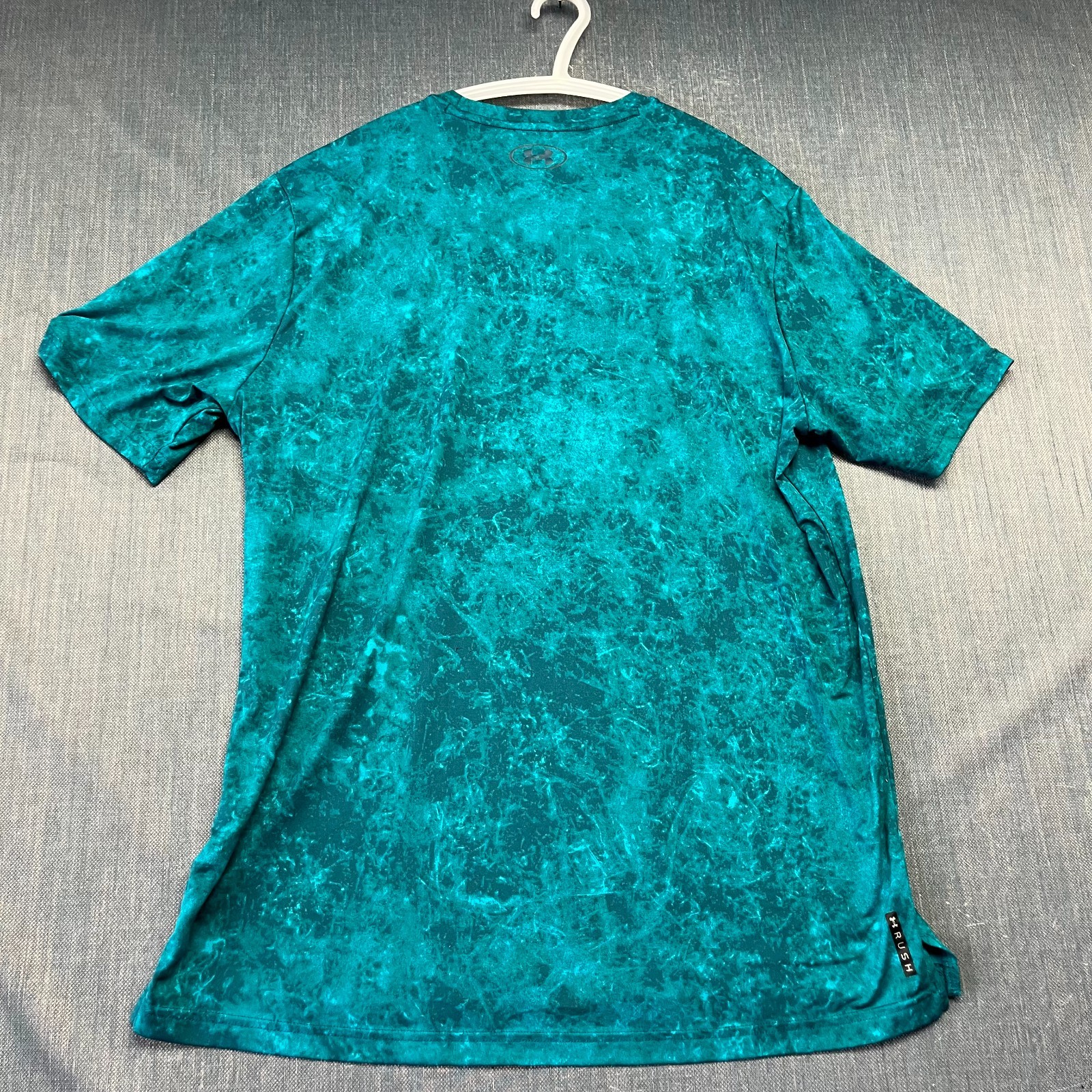 Under Armour Rush Men's T-Shirt Size L Teal Marble Graphic Short Sleeve Workout thumbnail 8