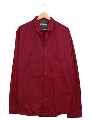 Tom Tailor Herren Langarmhemd Fitted Bordeaux Rot Gr. XXL Baumwolle