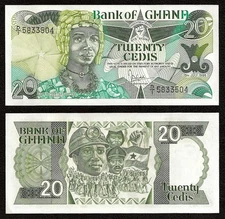 GHANA 20 Cedis 1986 P-24 UNC