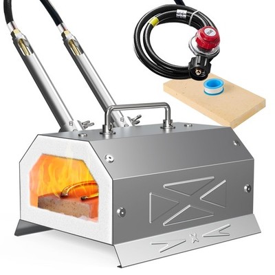 Propane Blacksmith Forge Kit with Dual Burners and 30PSI Regulator, Made of S...