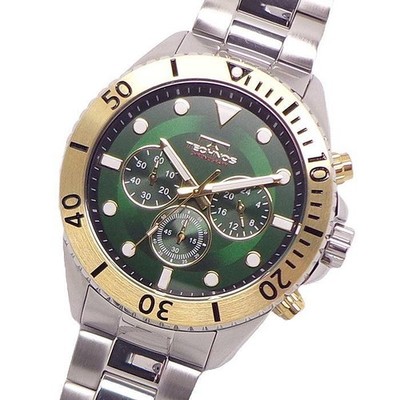 Watch Men TECHNOS T6B83-GM Chronograph Stopwatch 24-Hour Display Stainless Steel