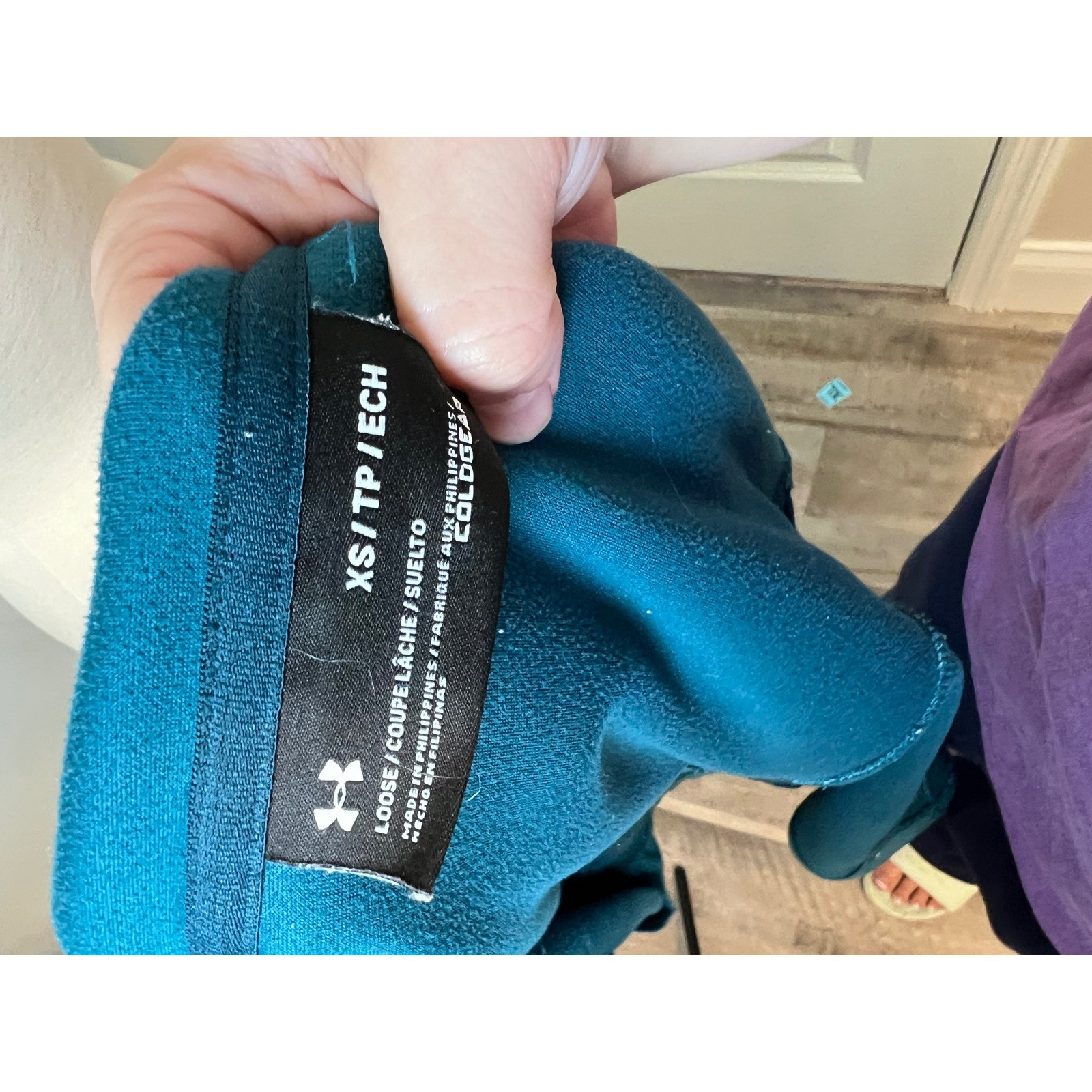 Under Armour ColdGear Teal Blue Textured Fleece H… - image 4