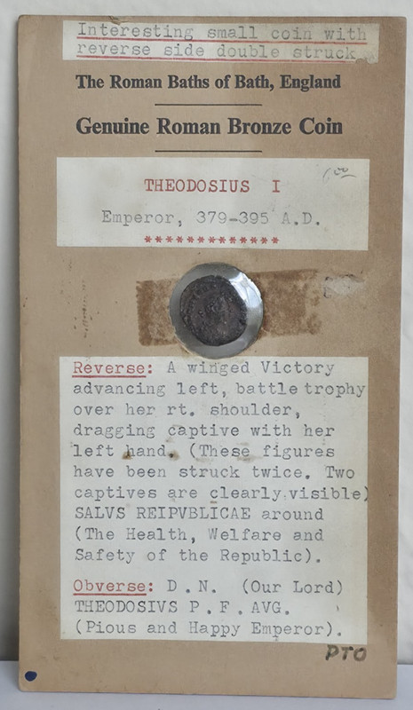 Theodosius I (AD 379 - 395) Roman Baths of Bath England enscaps - Error on Rev