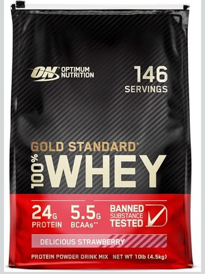 OPTIMUM NUTRITION 100% Gold Standard Whey Protein Delicious Strawberry 10 lb Bag