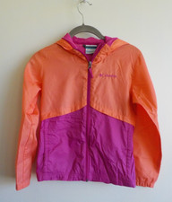 Columbia Jacket Windbreaker Hood - Girls - Small 7/8 - Pink Orange Fushia 219 
