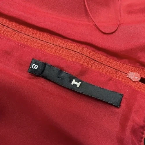 Halston 2000 Otoño Pasarela Rojo Mate Seda Satén Vestido de Baile Gargantilla Cuello Talla 8 M Foto 3 de 4