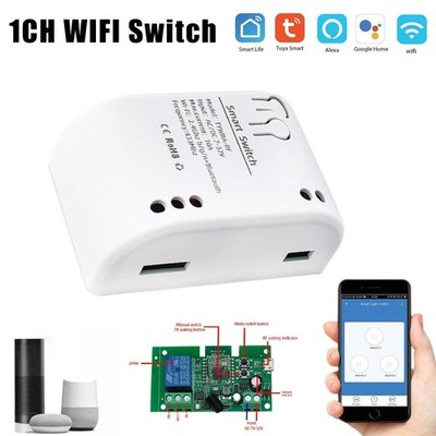 1CH Tuya WiFi RF Smart Switch Relay Module with AB Remote f Alexa 5V/32V/12V/24V