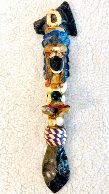 Aztec Mayan Inca Ax Knife Obsidian Rain Stick 14.5 Inch Rare Vintage Folk Art