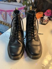 Dr. Martens Airwair Black Leather Combat Boots,  Size 8