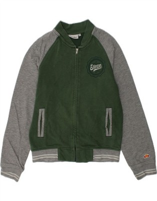ELLESSE Jungen College-Jacke 7-8 Jahre grün Colourblock Baumwolle VF11