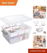 17QT Transparent Craft Storage with 5 Compartments - Pre-assembled Convenience