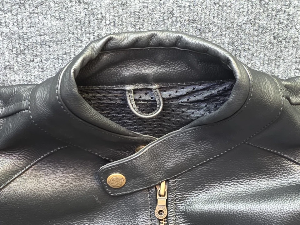 男式 M Harley Davidson BlOUSON CUIR 摩托车头骨反光皮革夹克 — 第 4/4 张图片