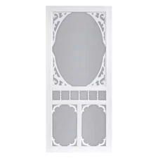 32 In. X 80 In. Charlestowne Solid Vinyl White Screen Door