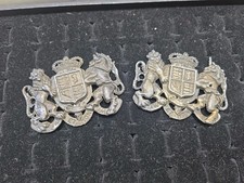 2 Silver Sterling "Dieu Et Mon Droit" British Coat Arms Brooch