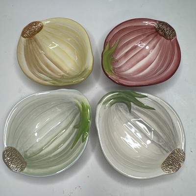 WILLIAM -SONOMA  Onion Bowls 4 Dishes Serving Dip Salsa Olive Oil Bread